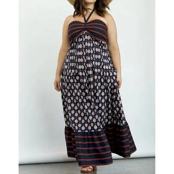 NWOT Anthropologie Zosime Halter Maxi Dress Boho 100% Cotton (Plus Size 18W) - Picture 2 of 11